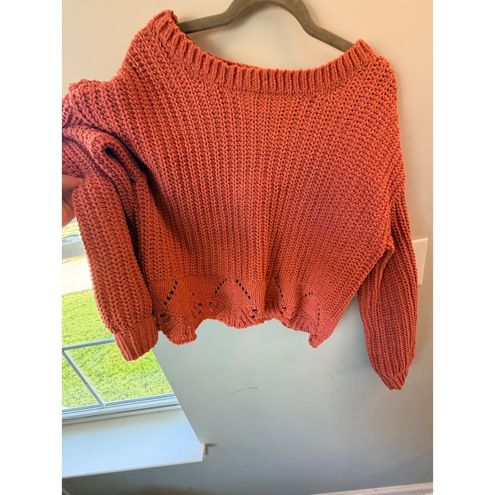 Alya Chenille Knit Sweater Women Small Pink Pointelle Boho Cottagecore Twee